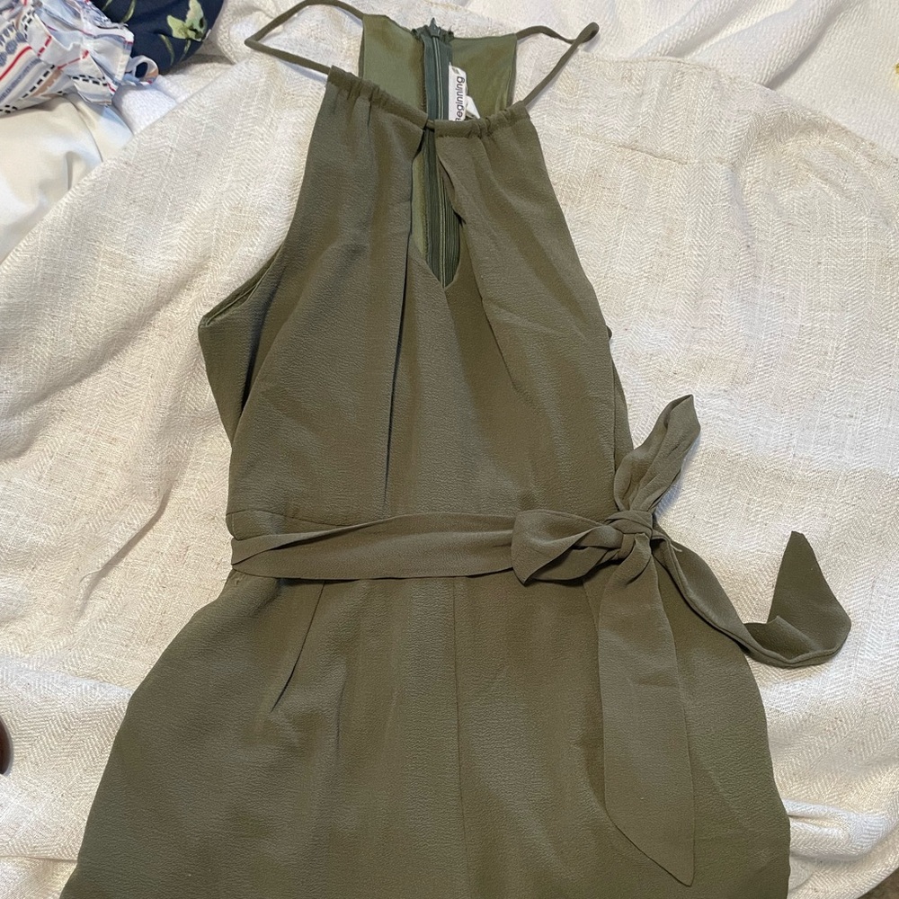 Olive Green Halter Romper with Belt